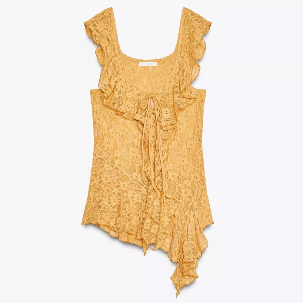 ZARA LACE RUFFLE TOP - Picture 6 of 10